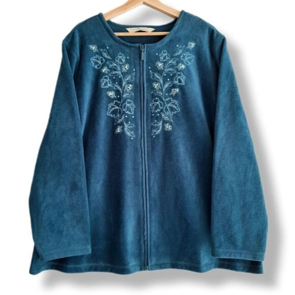 PENMANS Floral Embroidery Full-Zip Fleece Jacket Sz 3X